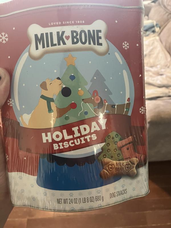 MILK BONE Limited Edition Holiday Biscuits Dog Treats 24 oz tin reviews Chewy