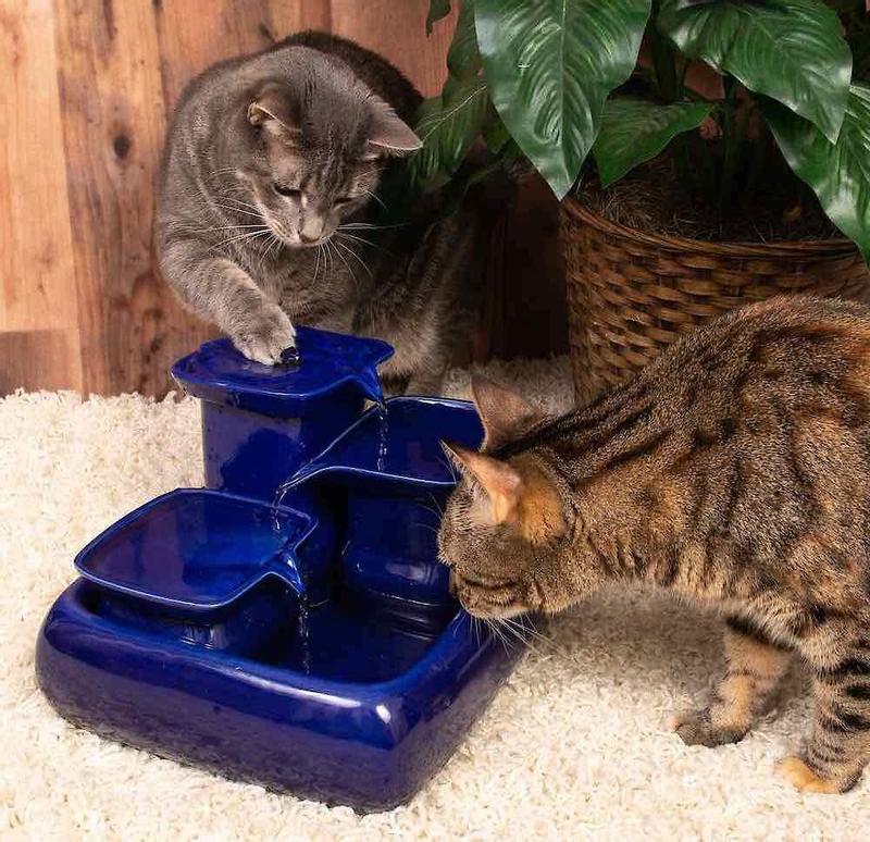 Assembled according to instructions, waters splashes in pets face when drinking from the reservoir basin.