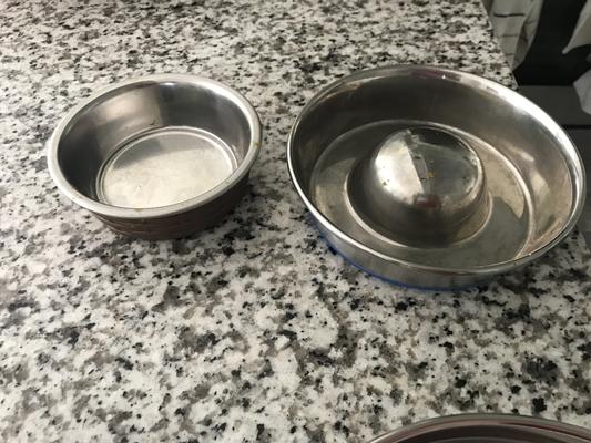 This is the small bowl compared to my dog's previous bowl.
