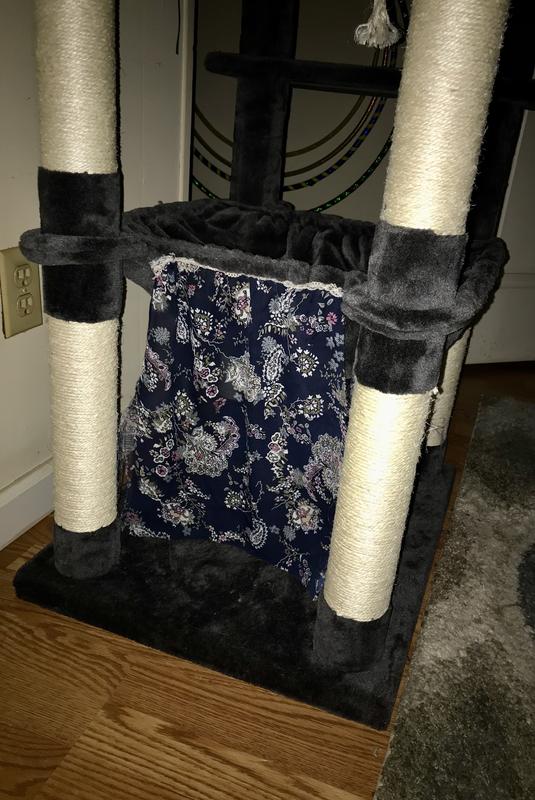 FRISCO 64in Cat Tree with Hammock, Condo, 2 Top Perches with Bed, Gray