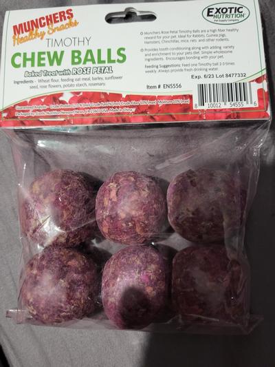 EXOTIC NUTRITION Munchers Rose Petals & Timothy Chew Balls Small Animal ...