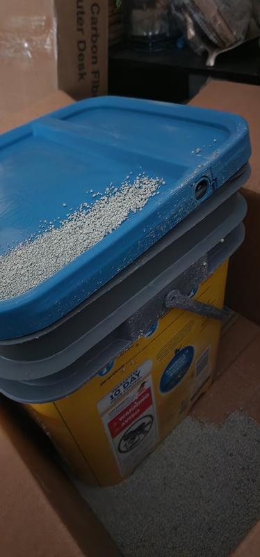 The sealed top was undamaged but had popped off and leaked the litter contents.