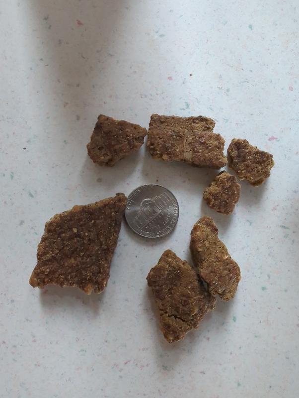 About nickle to quarter size pieces