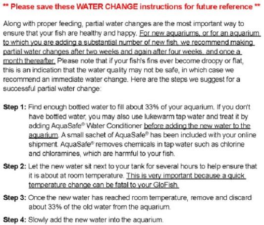 Water Change Instructions
