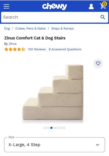 Out of Stock ZINUS Comfort Cat Dog Stairs, Cream, X-Small,