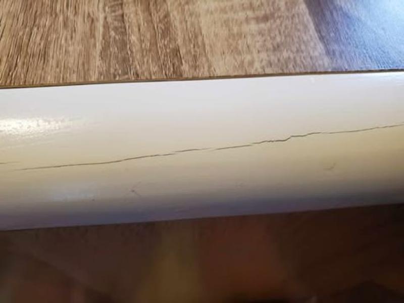 Damaged wood on top side