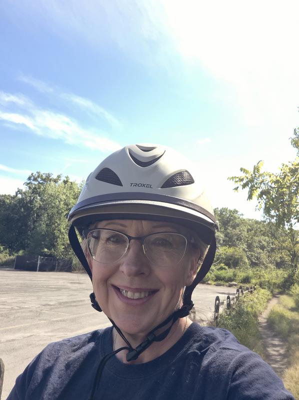 Riding with my new helmet!