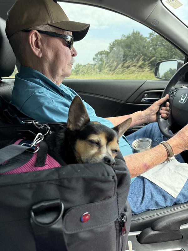 Maria enjoying her road trip.