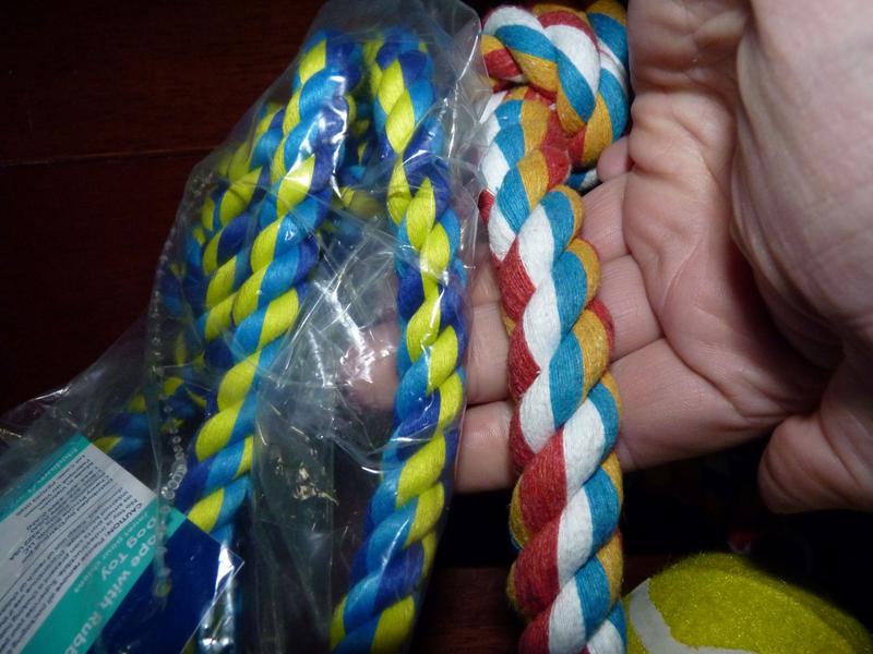 Frisco Rope with Rubber Ball toy for comparison of rope size