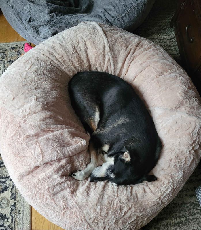 FURHAVEN Plush Ball Pillow Dog Bed w/Removable Cover, Shell, Medium