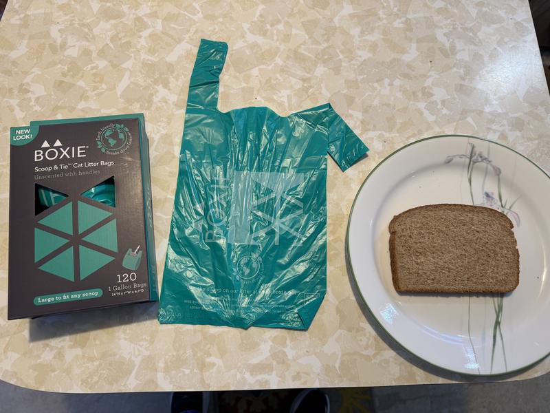 Bag with bread for scale