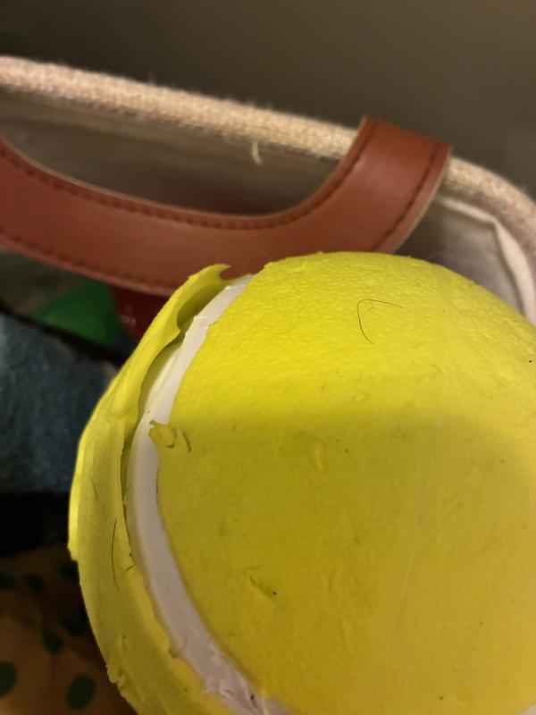 The ball started coming apart.