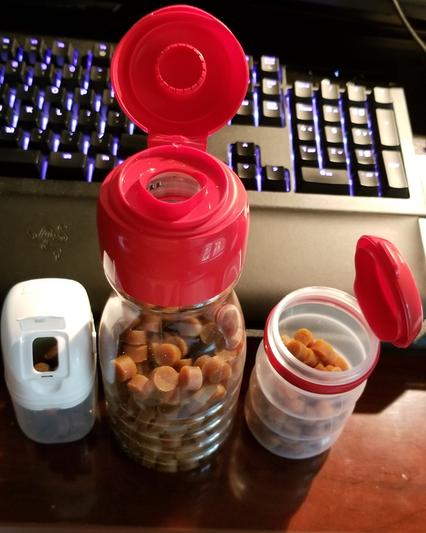 Openings are large enough to dispense. Tic Tac opens from the side to fill.