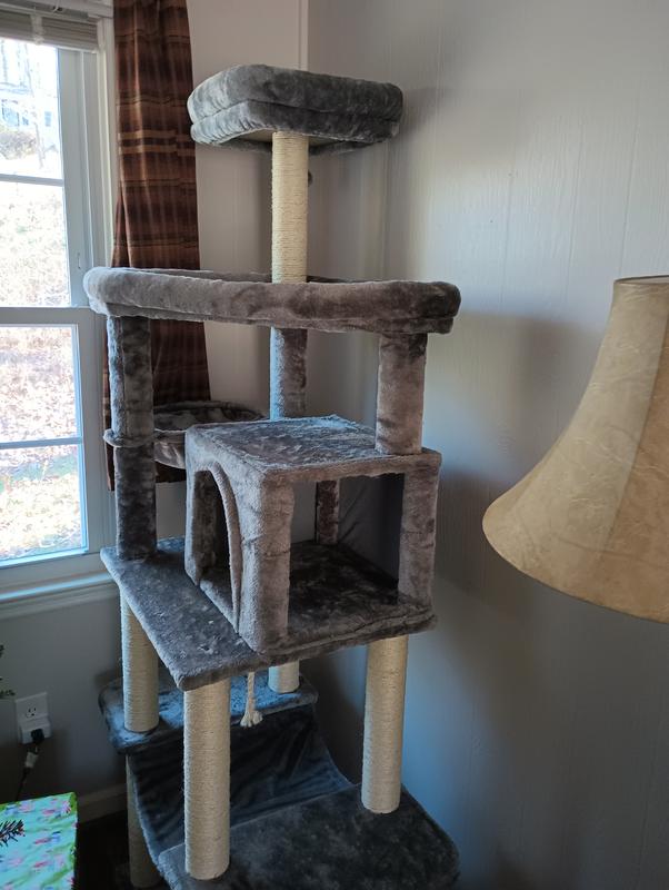 FRISCO 73in Cat Tree with Hammock, Condo, Lounge Basket, Top Perch and