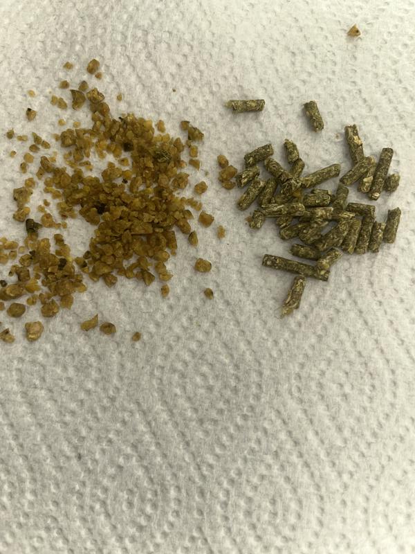 tops pellets and crumble food side by side