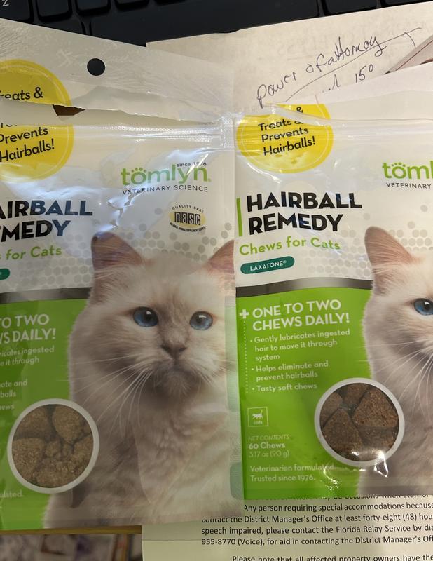 TOMLYN Laxatone Chicken Flavored Soft Chews Hairball Control Supplement ...