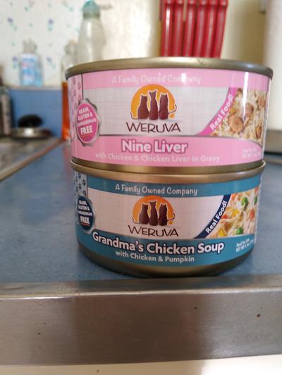 Two of my cat's least favorite Weruva products..