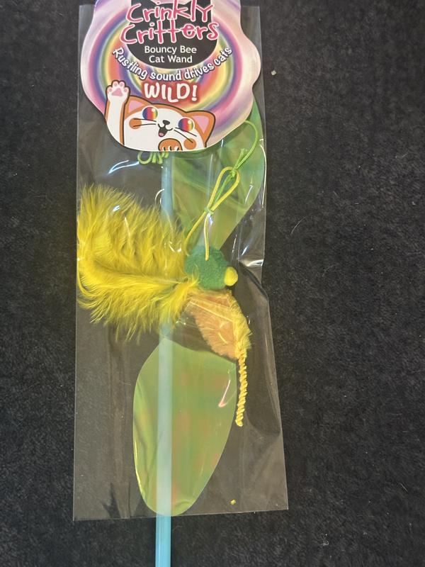 NECOICHI Crinkly Critters Bouncy Bee Adjustable Cat Wand Toy