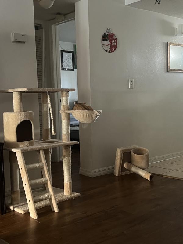 GO PET CLUB 62in Faux Fur Cat Tree & Condo, Black