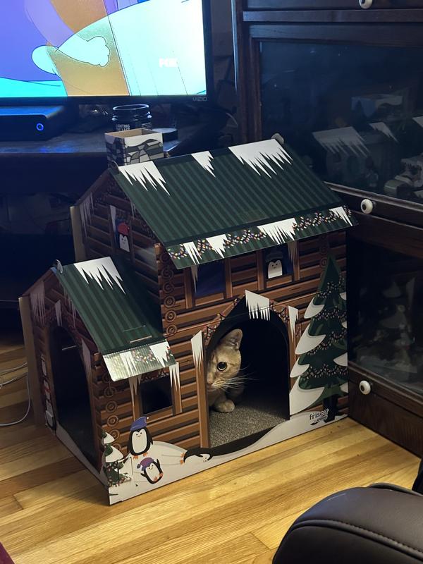 Out of Stock - FRISCO Holiday Log Cabin Cardboard Cat House