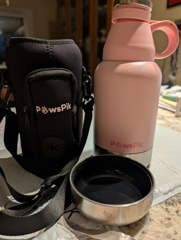 Pink bottle with one bowl and neoprene cover with strap