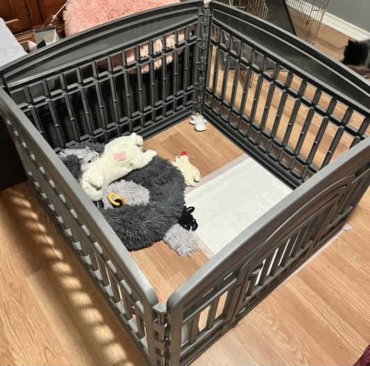 FRISCO 48 Panel Plastic Dog Exercise Playpen with Door, 24in H, Black