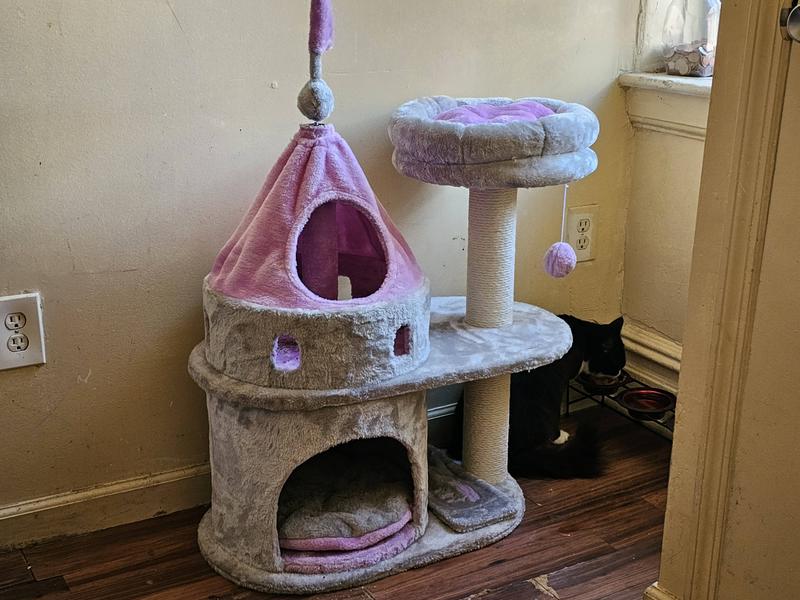 TRIXIE My Kitty Darling Castle Cat Condo, Gray/Pink