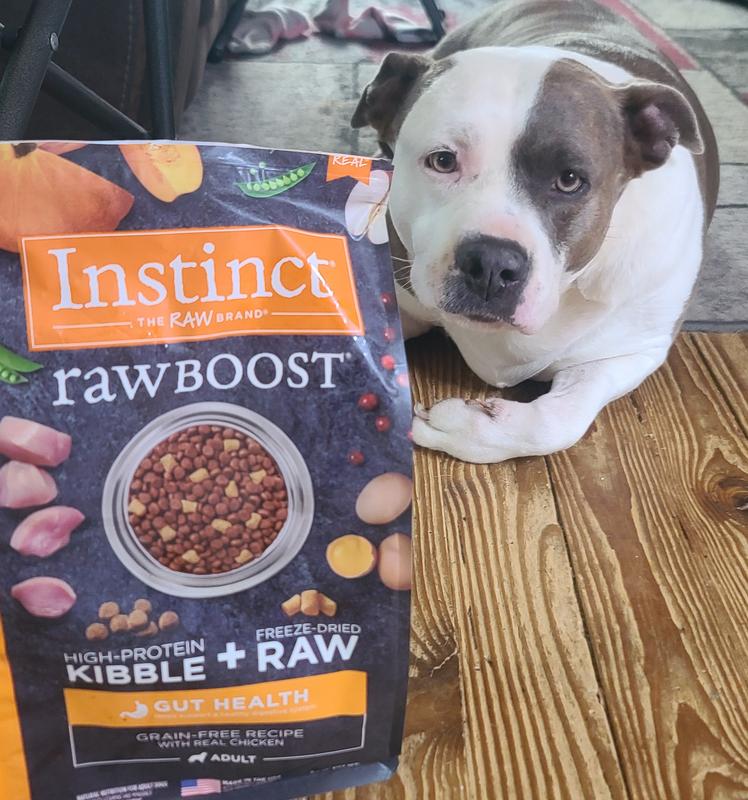She looks sad the bag's empty. This is 1 of the 4 that love Instinct Raw Boost.