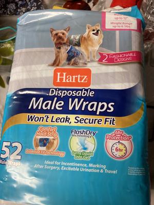 HARTZ Disposable Male Dog Wraps with FlashDry Gel Technology, SSS: Up ...