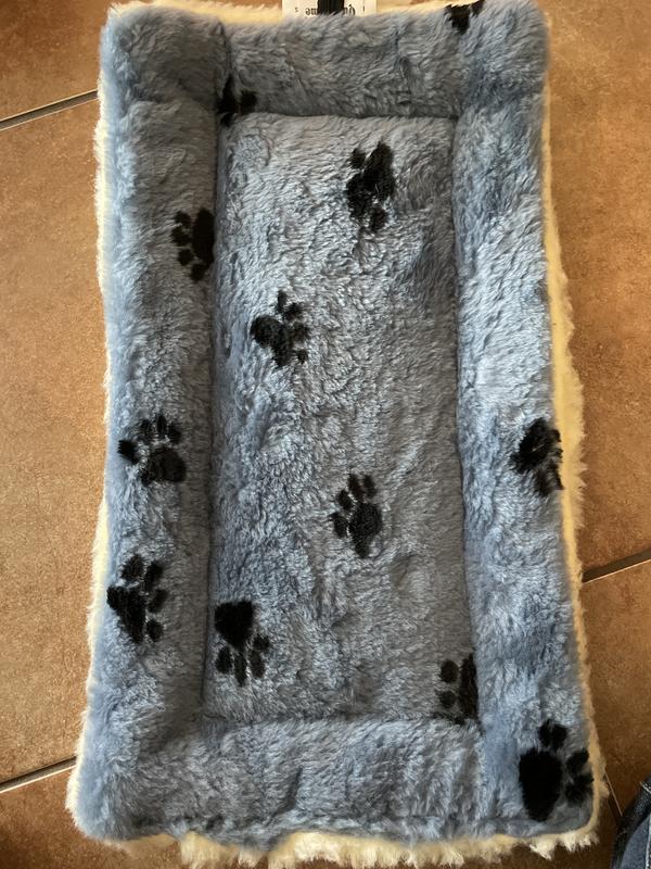 MIDWEST Quiet Time Fleece Reversible Dog Crate Mat, Blue Paw Print, 36