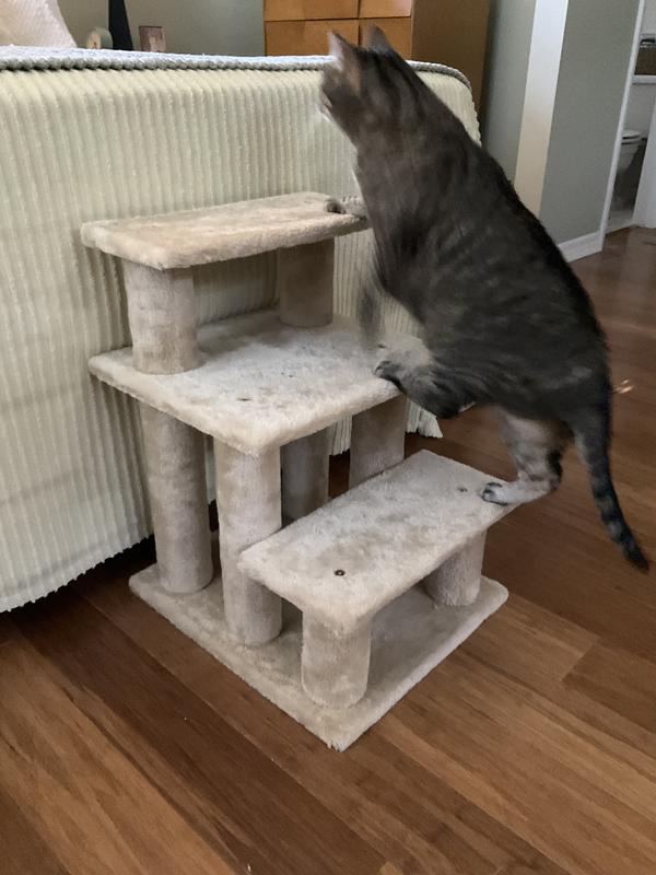 FURHAVEN Steady Paws Cat & Dog Stairs, Cream, 4Step