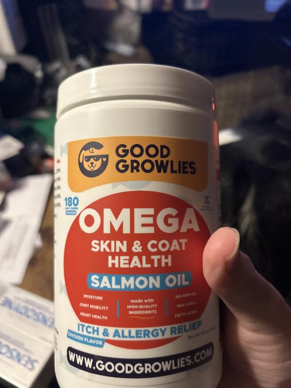 GOODGROWLIES Omega 3 Alaskan Fish Oil Dry & Itchy Skin Relief + Allergy