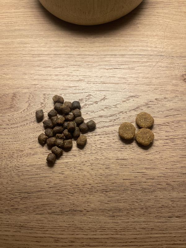 stella and chewy food on left, large breed hill’s science diet on the right