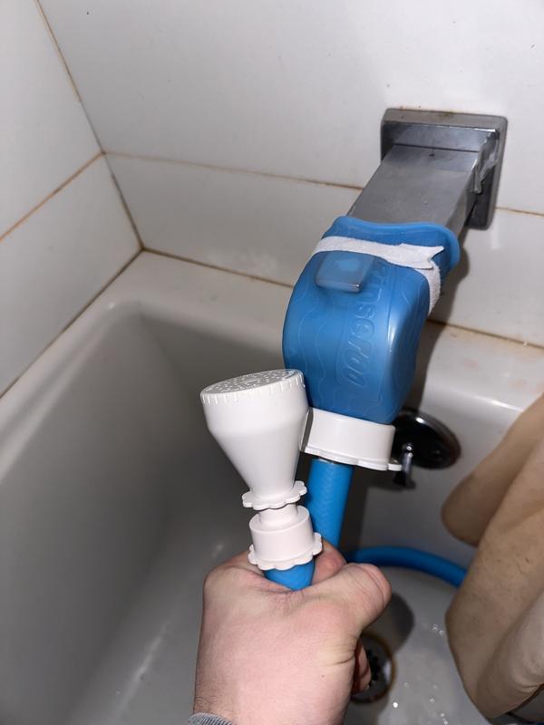 Rinseroo Tub Faucet Sprayer Dog, Cat & Small Pet Portable Shower, Blue, 5-ft