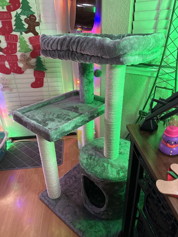 FRISCO 42in Heavy Duty Faux Fur Cat Tree & Condo, Gray