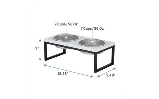 Frisco Marble Print Stainless Steel Double Elevated Dog Bowl