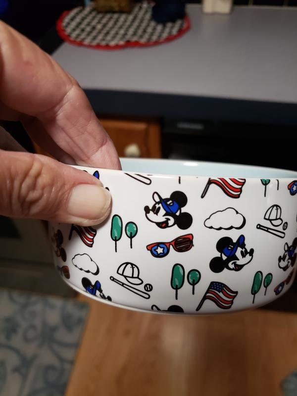 Disney Mickey Mouse Americana Non-Skid Ceramic Dog & Cat Bowl