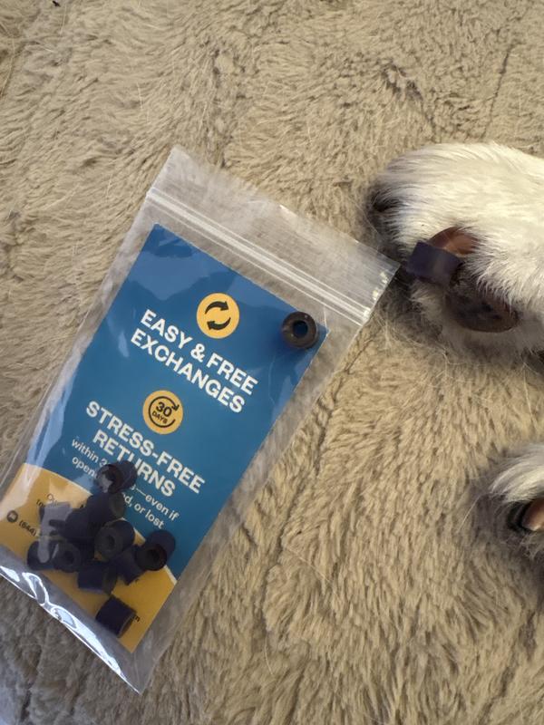Product is a small bag with rubber? circles. The only one that has not popped off on this foot…yet.