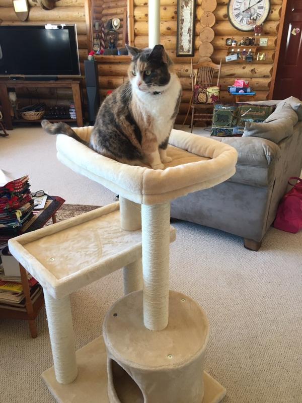 FRISCO 42in Heavy Duty Faux Fur Cat Tree & Condo, Gray