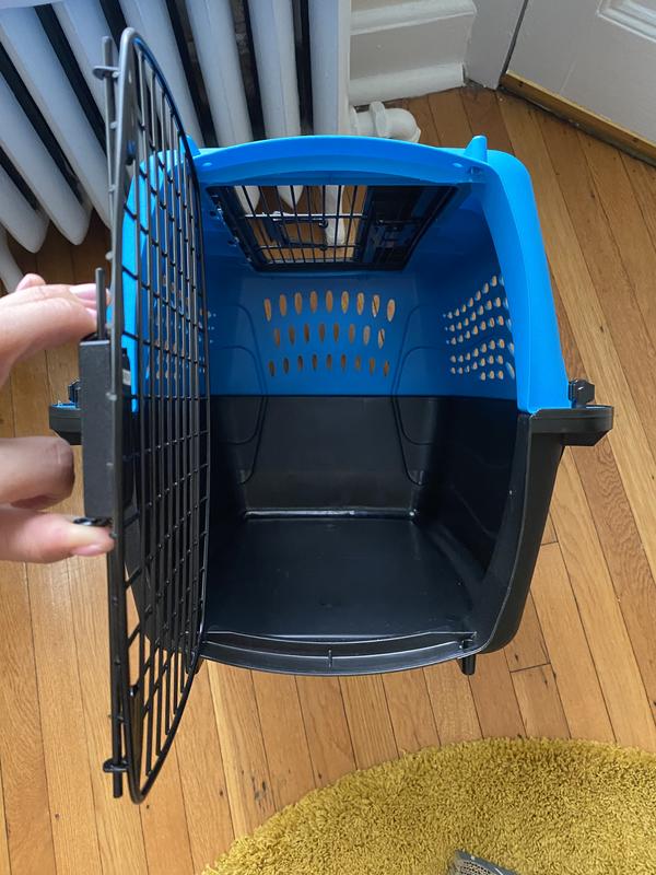 FRISCO Two Door Top Load Plastic Dog & Cat Kennel, Blue, 24in