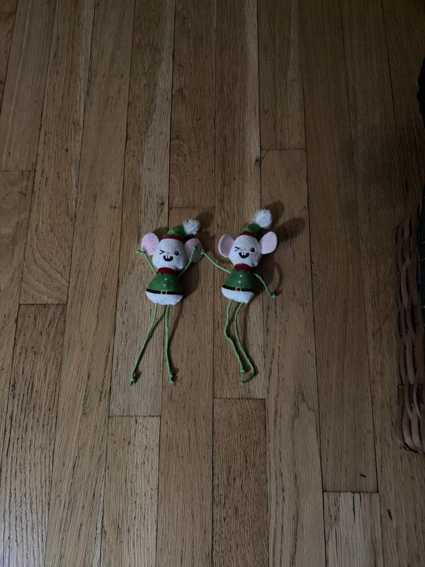 Holiday mice dangling cat toy
