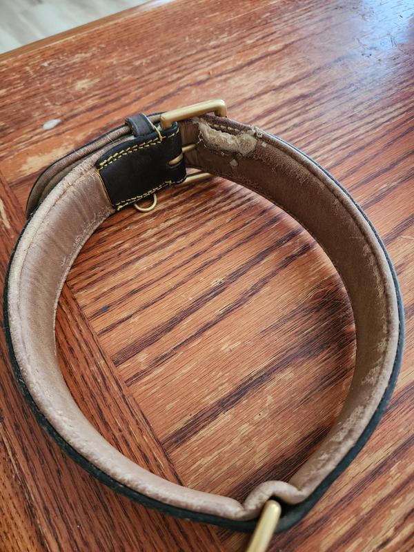 SOFT TOUCH COLLARS Leather TwoTone Padded Dog Collar, Brown Pink