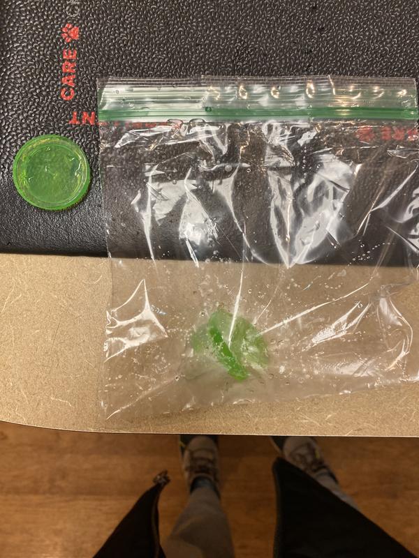 The swallowed end cap piece (in bag)