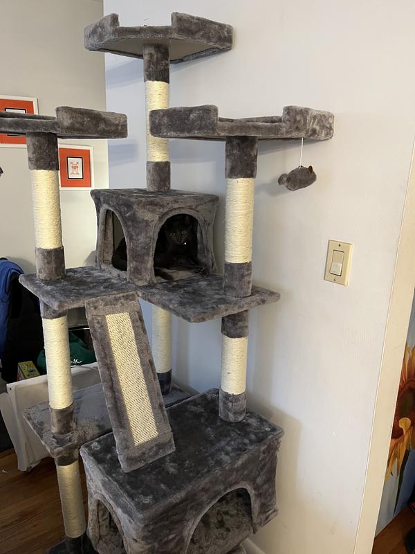 FRISCO 72-in Faux Fur Cat Tree & Condo, Brown - Chewy.com