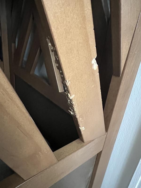 Wood lattice with pieces torn away