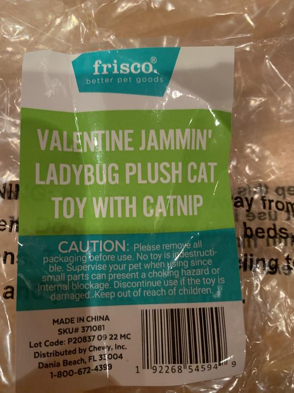 Valentine Jammin' Ladybug Plush Cat Toy Packaging