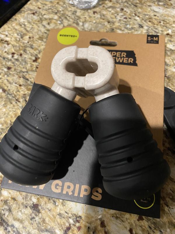 BARK Super Chewer Paw Hand Gripper Rubber for Aggressive Chewers Squeaky Dog Chew Toy, Gray, Small/Medium