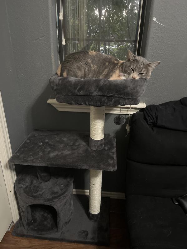 FRISCO 38in Cat Tree with Condo, Top Perch and Toy, Charcoal