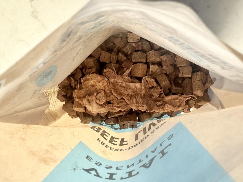 Yucky mass of hard liver gunk at top of bag.