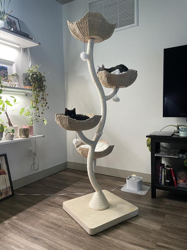 MAU LIFESTYLE Ivy Cat Tree, White, Large